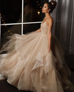 Load image into Gallery viewer, V Neck Organza Ruffles Princess Wedding Gowns 2017 Sexy
