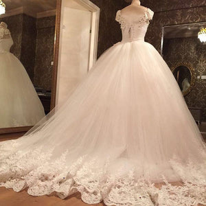 Romantic Lace Pearl Beaded Sweetheart Wedding Dresses Ball Gowns