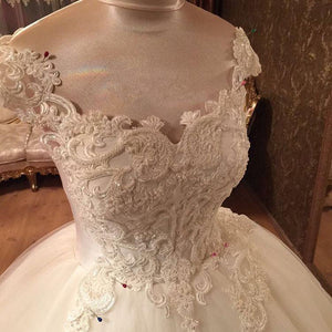 Romantic Lace Pearl Beaded Sweetheart Wedding Dresses Ball Gowns
