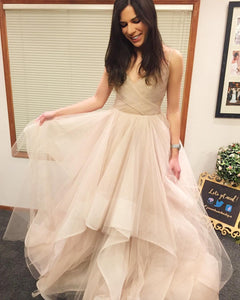 V Neck Organza Ruffles Princess Wedding Gowns 2017 Sexy