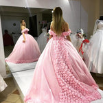Cargar imagen en el visor de la galería, Blush Pink Organza Ball Gown Wedding Dresses 2017 Flower Wedding Gowns
