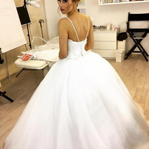 pearl embroidery beaded sweetheart tulle princess wedding dresses 2017