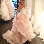 Load image into Gallery viewer, Lace Appliques Sweetheart Organza Layered Wedding Dresses Ball Gowns 2017
