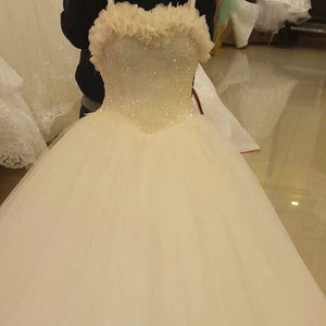 Crystal Beaded Sweetheart Bodice Corset Wedding Dresses Ball Gowns 2017 With Flower