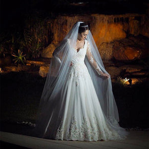 Vintage Lace Wedding Dresses Princess Long Sleeves Bridal Gowns