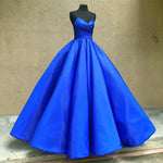 Cargar imagen en el visor de la galería, spaghetti straps v neck royal blue taffeta wedding dresses ball gowns
