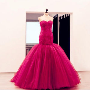 Sweetheart Neckline Tulle Skirt Mermaid Wedding Dresses 2017 Elegant