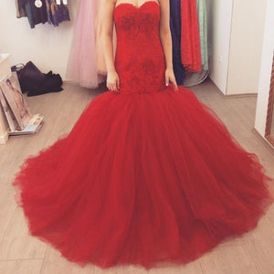 Sweetheart Neckline Tulle Skirt Mermaid Wedding Dresses 2017 Elegant