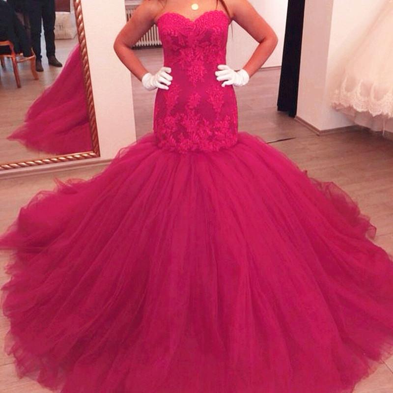 Sweetheart Neckline Tulle Skirt Mermaid Wedding Dresses 2017 Elegant