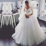 Load image into Gallery viewer, pearl embroidery beaded sweetheart tulle princess wedding dresses 2017
