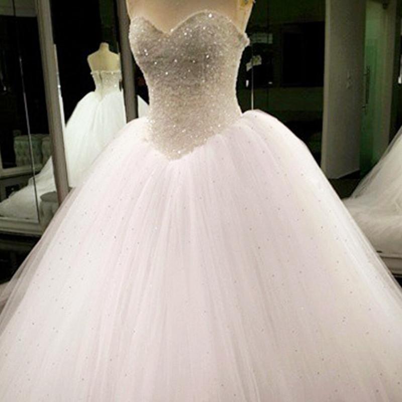 Bling Bling Sweetheart Drop Waist Wedding Princess Dresses Lace Appliques 2022