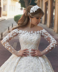 Vintage Long Sleeves Wedding Dresses Lace Embroidery 2017