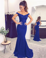 Load image into Gallery viewer, Mermaid V-neck Evening Dresses Lace Off Shoulder Prom Gowns
