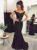 Load image into Gallery viewer, Black-Mermaid-Evening-Gowns
