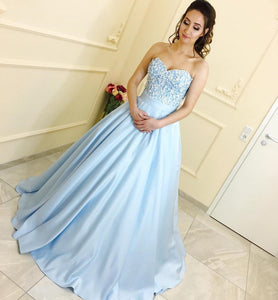 Lace Sweetheart Satin Ball Gowns Floor Length Evening Dresses