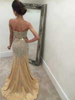Load image into Gallery viewer, Two Piece Prom Dresses Mermaid Crystal Beaded 2019 Luxury
