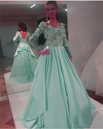 Load image into Gallery viewer, Chic Floral Lace V Neck Long Sleeves Formal Evening Gowns 2018 Prom Dresses
