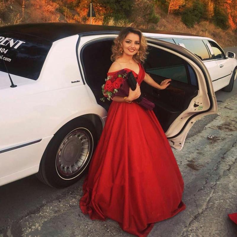 Burgundy Satin Off The Shoulder Ball Gowns Evening Dresses 2018
