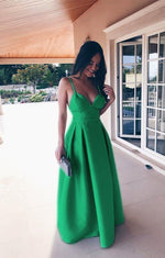 Load image into Gallery viewer, Spaghetti Straps Sweetheart Long Satin Floor Length Bridesmaid Dresses
