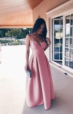 Load image into Gallery viewer, Spaghetti Straps Sweetheart Long Satin Floor Length Bridesmaid Dresses
