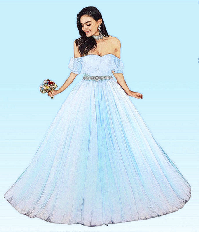 Baby Blue Tulle Quinceanera Dress Ball Gowns Lace Off Shoulder