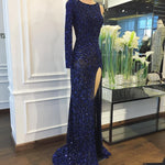 Load image into Gallery viewer, Fully Crystal Beaded Mermaid Evening Dresses One Shoulder Prom Gowns
