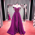 Load image into Gallery viewer, Exquisite Beading V Neck Long Taffeta Mermaid Prom Dresses
