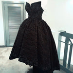 Load image into Gallery viewer, Beading Strapless Lace Prom Dresses Front Short Long Back Evening Gowns
