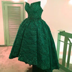 Load image into Gallery viewer, Beading Strapless Lace Prom Dresses Front Short Long Back Evening Gowns
