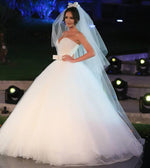 Afbeelding in Gallery-weergave laden, Bling Bling Sequin Beaded Sweetheart Bow Sashes Tulle Ball Gown Wedding Dresses
