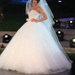 Load image into Gallery viewer, Bling Bling Sequin Beaded Sweetheart Bow Sashes Tulle Ball Gown Wedding Dresses
