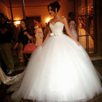 Afbeelding in Gallery-weergave laden, Bling Bling Sequin Beaded Sweetheart Bow Sashes Tulle Ball Gown Wedding Dresses
