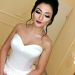 Load image into Gallery viewer, White Satin Bridal Wedding Dresses Ball Gowns With Sweetheart Neckline
