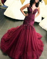 Load image into Gallery viewer, Lace Embroidery Sweetheart Bodice Corset Mermaid Evening Dresses
