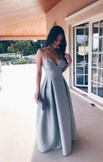 Load image into Gallery viewer, Spaghetti Straps Sweetheart Long Satin Floor Length Bridesmaid Dresses
