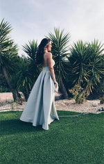 Load image into Gallery viewer, Spaghetti Straps Sweetheart Long Satin Floor Length Bridesmaid Dresses
