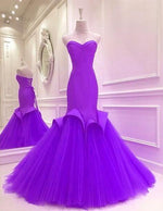 Load image into Gallery viewer, Long Satin Corset Sweetheart Mermaid Dress With Tulle Skirt
