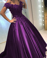 Cargar imagen en el visor de la galería, purple-prom-dresses-ball-gowns-2019-off-shoulder
