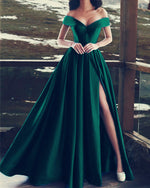 Cargar imagen en el visor de la galería, Emerald-Green-Prom-Dresses-Off-The-Shoulder-Evening-Gowns
