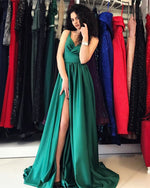 Load image into Gallery viewer, Hunter-Green-Prom-Dresses
