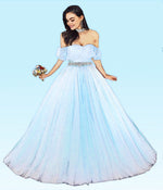 Load image into Gallery viewer, Baby Blue Tulle Quinceanera Dress Ball Gowns Lace Off Shoulder
