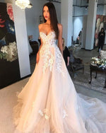 Load image into Gallery viewer, Sweetheart-Bodice-Corset-See-Through-Wedding-Dresses-Lace-Embroidery

