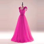 Load image into Gallery viewer, elegant rose flower straps long tulle formal evening dress sexy pleated sweetheart
