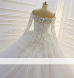 Load image into Gallery viewer, Lace Long Sleeves Tulle Off Shoulder Wedding Dresses Ballgowns
