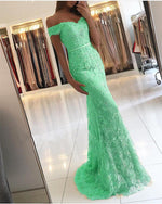 Load image into Gallery viewer, Elegant Lace Mermaid Prom Dresses Off Shoulder
