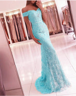 Load image into Gallery viewer, Elegant Lace Mermaid Prom Dresses Off Shoulder
