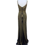 Cargar imagen en el visor de la galería, V Neck Long Tulle Mermaid Evening Dresses With Gold Beading
