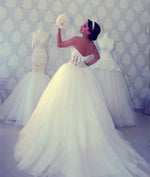 Load image into Gallery viewer, Lace Pearl Beaded Sweetheart Ball Gown Wedding Dresses For Bride
