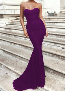 Mermaid Sleeveless Sweetheart Corset Lace Prom Evening Gowns