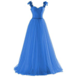 Load image into Gallery viewer, elegant rose flower straps long tulle formal evening dress sexy pleated sweetheart
